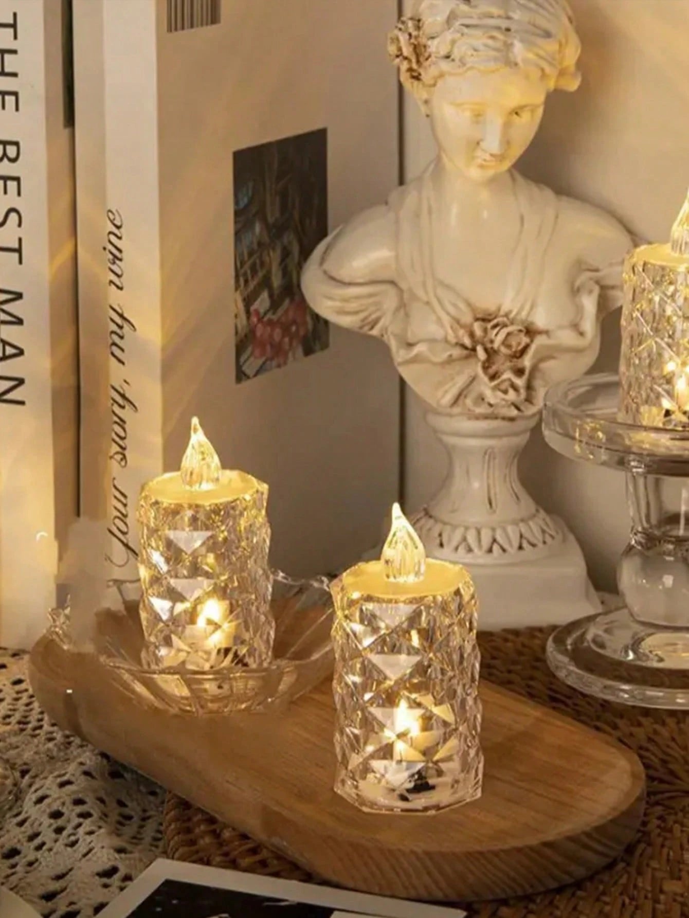 24 Flameless LED Crystal Candles – elegant rhinestone candles for weddings, home decoration, romantic dinners, and festive events. Battery-powered LED lights with a soothing glow, perfect for Christmas, Halloween, and birthday parties.