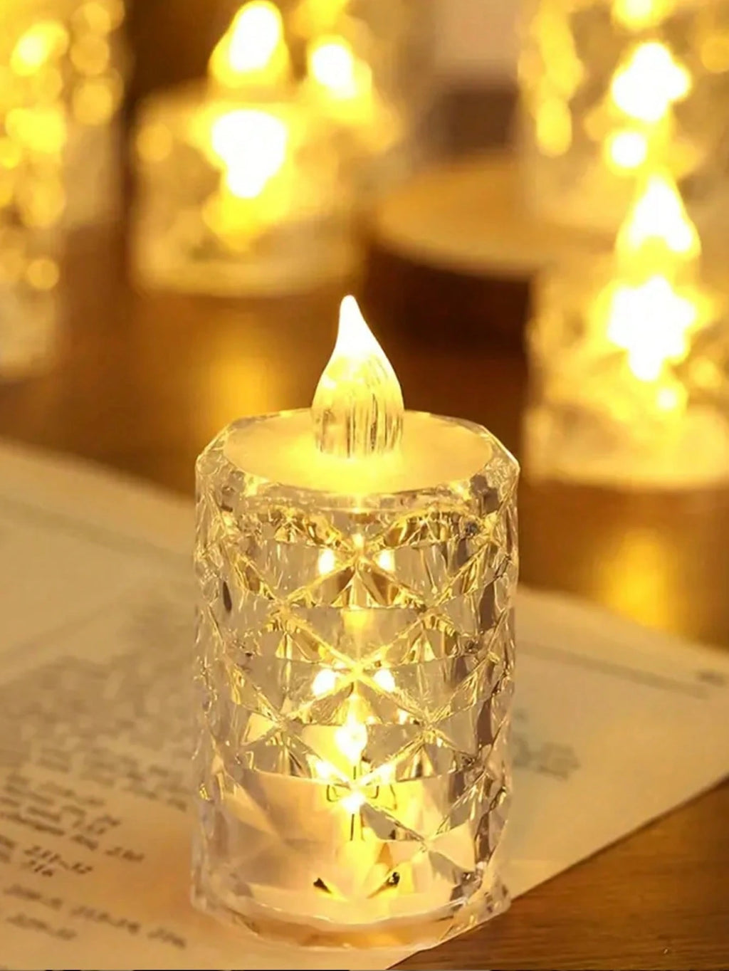 24 Flameless LED Crystal Candles – elegant rhinestone candles for weddings, home decoration, romantic dinners, and festive events. Battery-powered LED lights with a soothing glow, perfect for Christmas, Halloween, and birthday parties.