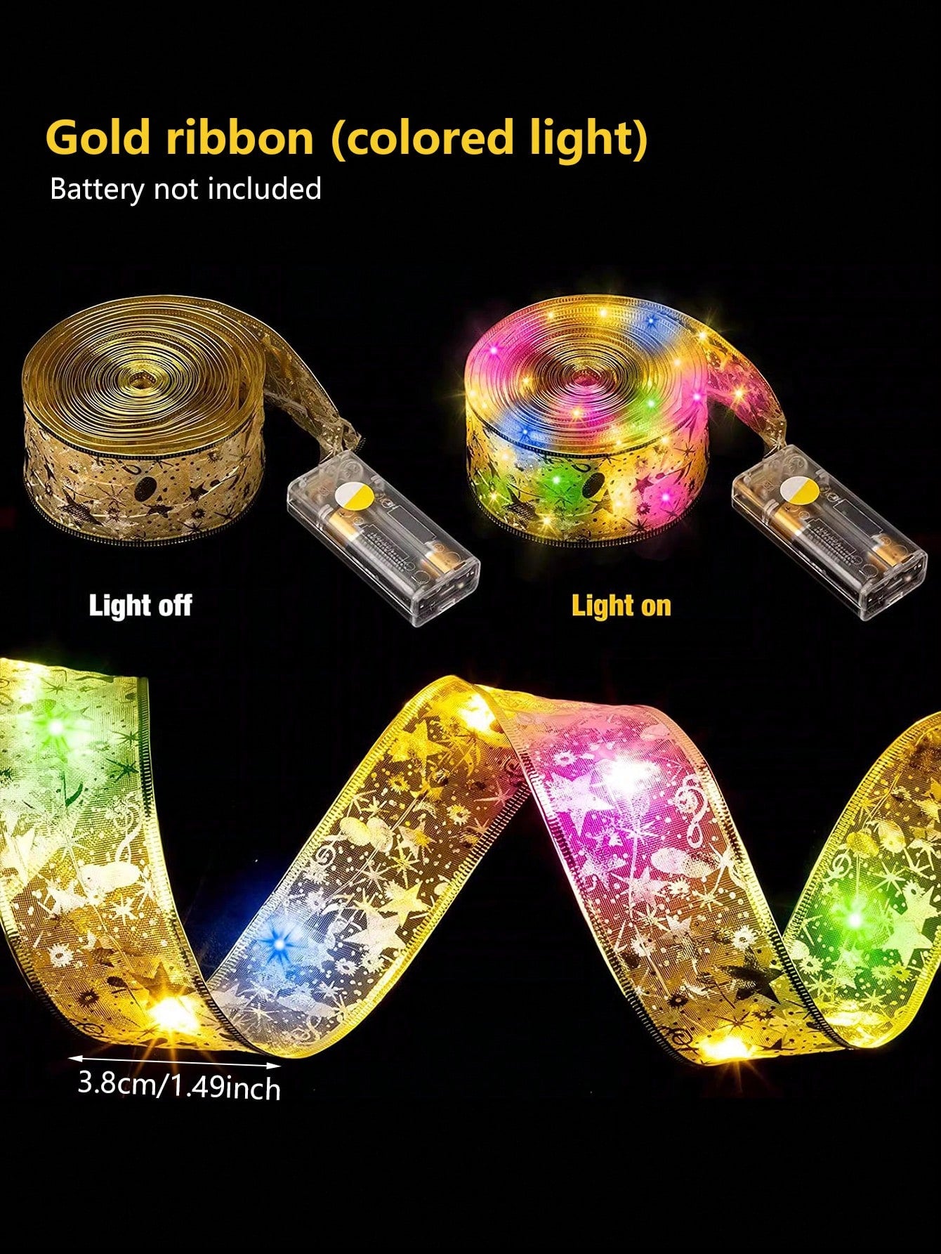 1m/3m/5m/10m LED Christmas Decoration String Lights, Copper Wire Fairy Light With Satin Ribbon Bow Garland for Christmas Tree