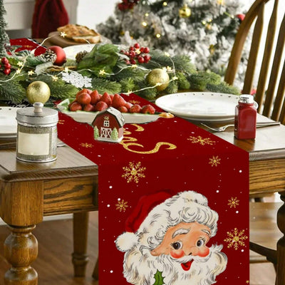 1pc Santa Claus Merry Christmas Table Runner – 35×180 cm Polyester Holiday Table Flag for Home Décor 2025. Perfect Christmas Table Decoration for Parties, Dining Rooms, and New Year 2026 Celebrations, Elegant Festive Ornament for Winter Holidays.