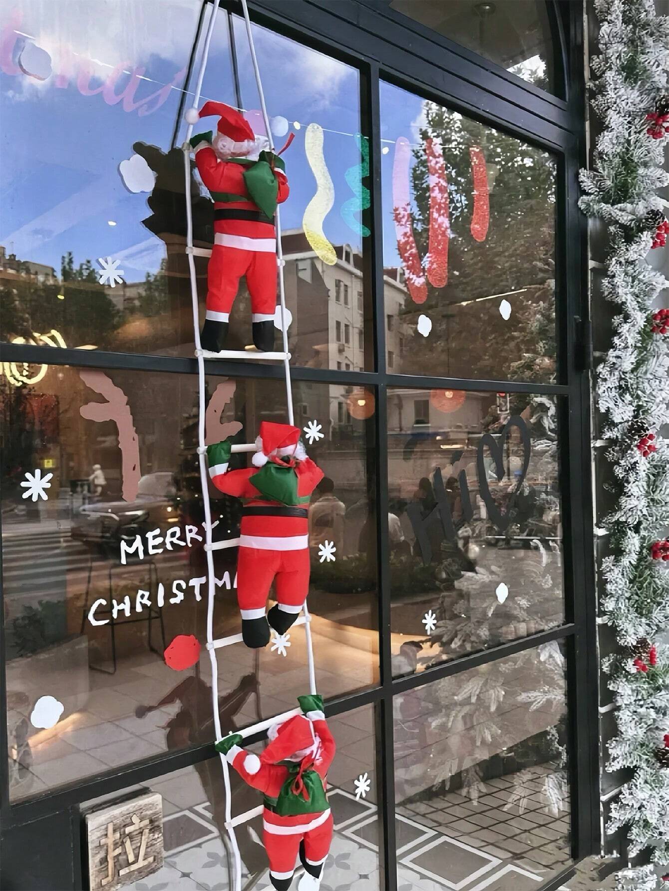 1pc Climbing Santa Claus on Rope Ladder – Fun Christmas Tree Ornament and Hanging Decoration for Indoor & Outdoor Use. Perfect for Party Décor, Windows, Walls, and Holiday Home Displays. Available in Two Sizes.