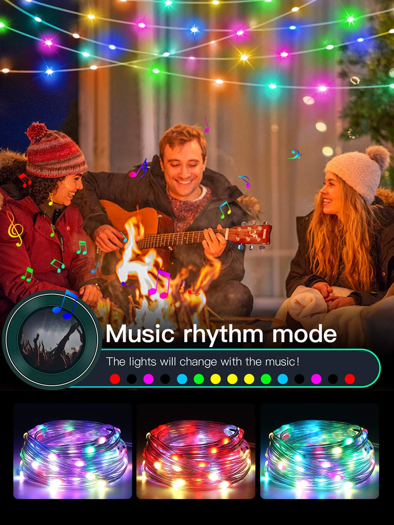 Acosh Neon Multi-Color LED Copper Wire String Lights USB, 3.28ft-98.4ft, with Smart APP & Remote Control, DIY Music Sync, Color-Changing Holiday Decor Lights, Suitable for Christmas and more!