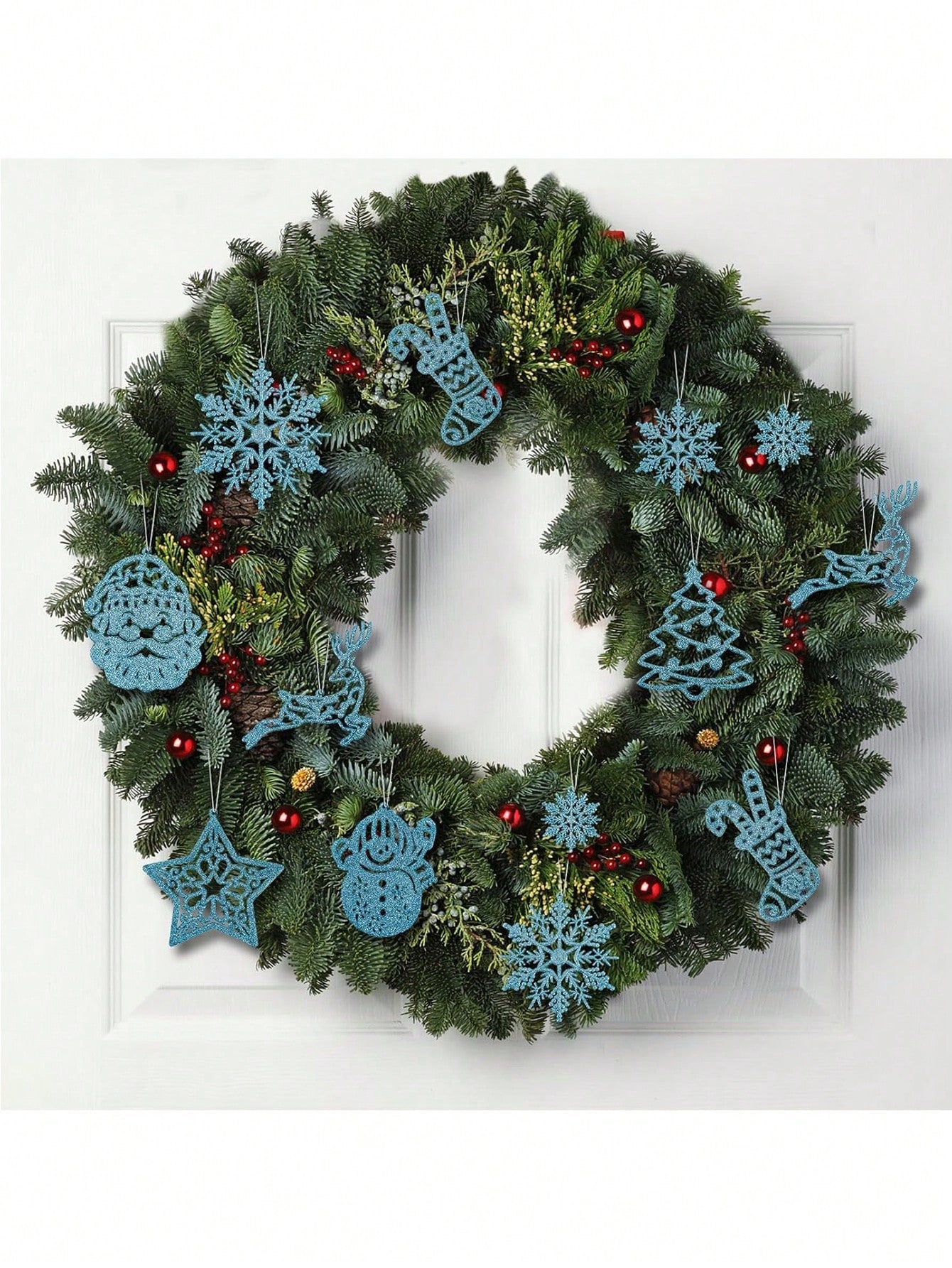 20-Piece Silver Glitter Christmas Tree Hanging Decorations – Snowflake, Reindeer, and Snowman Ornaments for Holiday Trees, Winter Wonderland Parties, New Year Celebrations, and Festive Home Decor.