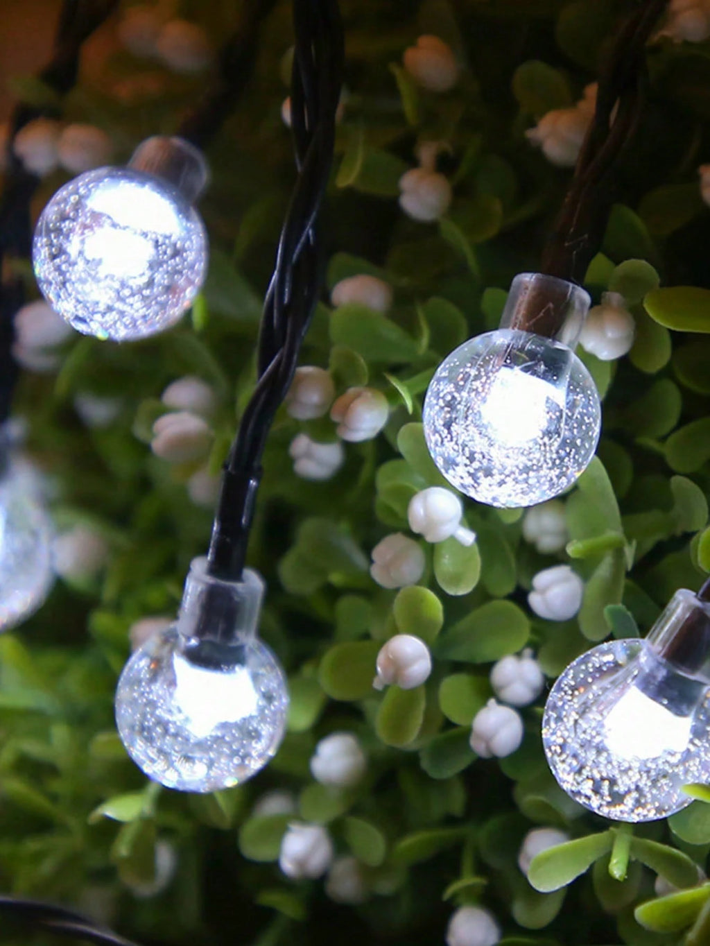 1pc 50/100 LED Solar Crystal Ball String Lights – Outdoor Warm Yellow Glow with 8 Lighting Modes, Waterproof IP44 Solar Fairy Lights for Garden, Yard, Patio, Camping, Bar Tents, and Holiday Decorations. Perfect for Halloween, Christmas, and Party Décor.