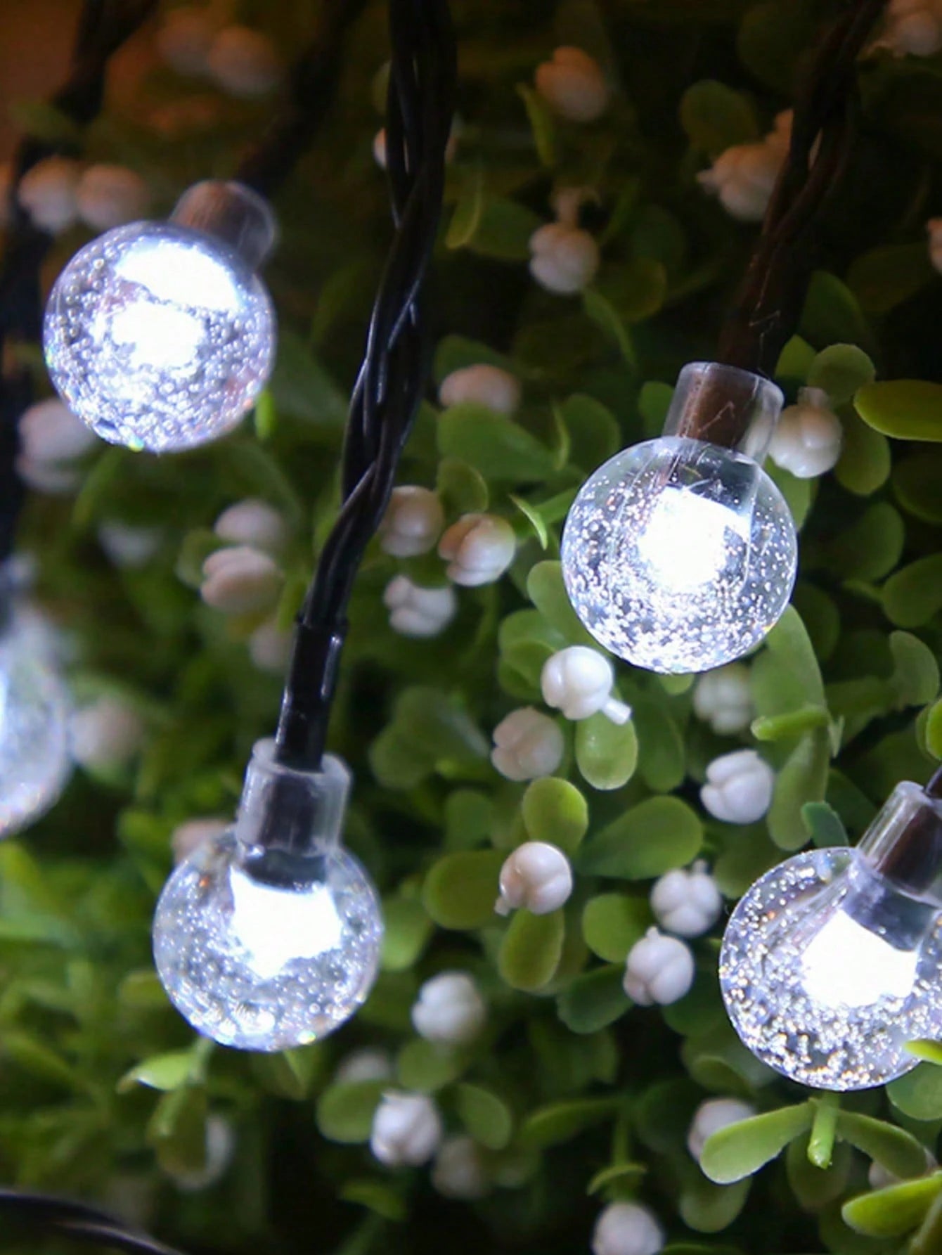 1pc 50/100 LED Solar Crystal Ball String Lights – Outdoor Warm Yellow Glow with 8 Lighting Modes, Waterproof IP44 Solar Fairy Lights for Garden, Yard, Patio, Camping, Bar Tents, and Holiday Decorations. Perfect for Halloween, Christmas, and Party Décor.