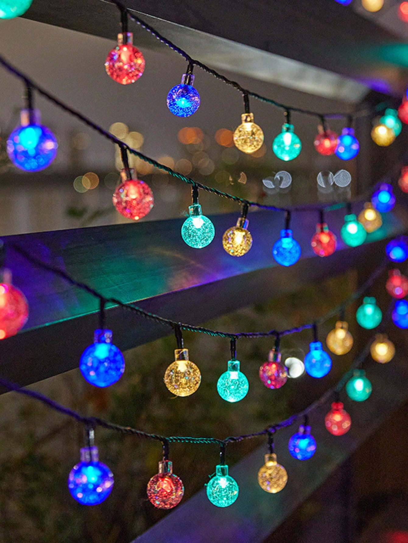 1pc 50/100 LED Solar Crystal Ball String Lights – Outdoor Warm Yellow Glow with 8 Lighting Modes, Waterproof IP44 Solar Fairy Lights for Garden, Yard, Patio, Camping, Bar Tents, and Holiday Decorations. Perfect for Halloween, Christmas, and Party Décor.