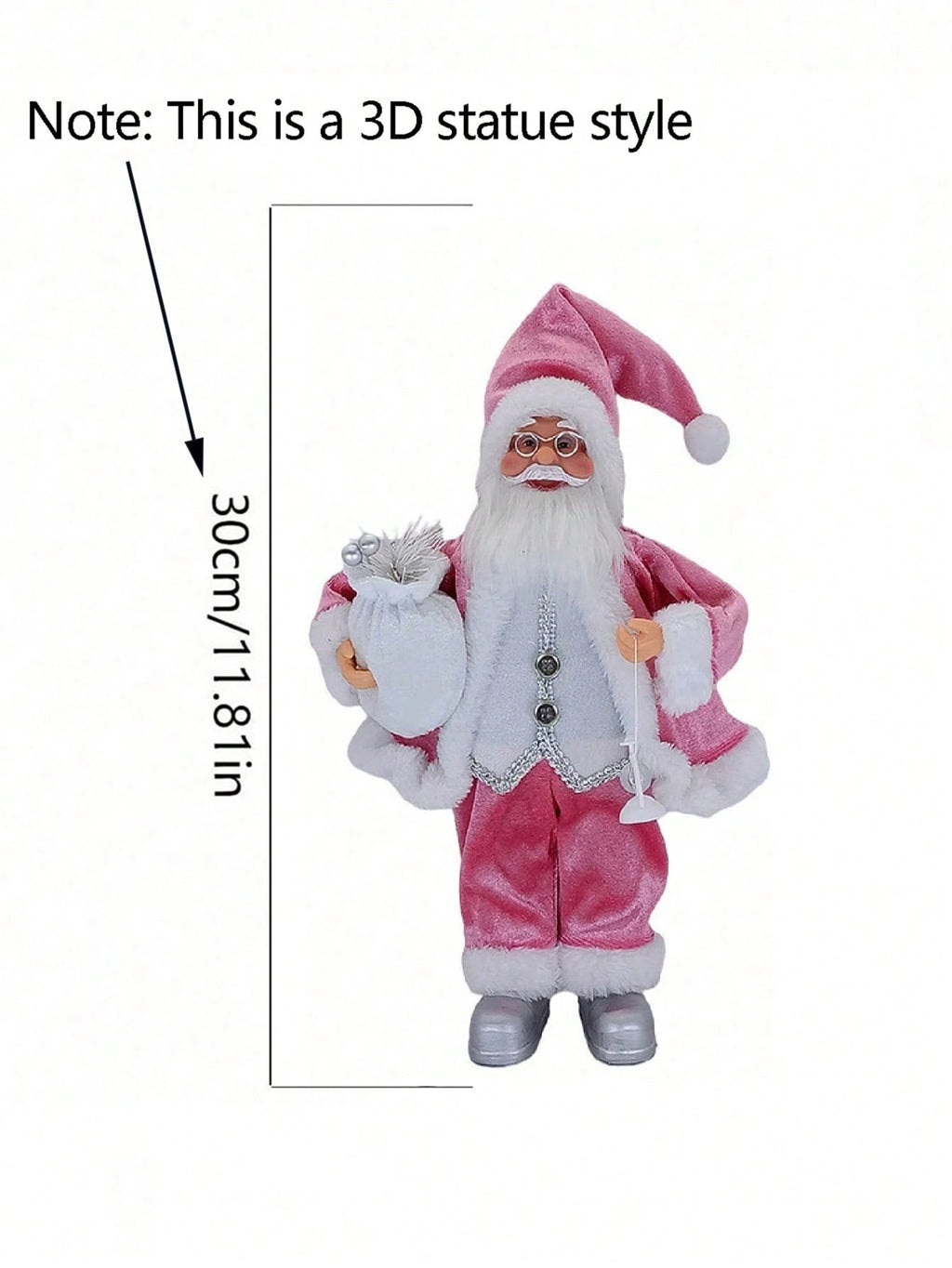 1pc Standing Santa Claus Statue – Handmade Christmas Figurine with Gift Bag, Elegant Holiday Ornament for Home, Office, and Party Decorations. Perfect Christmas Gift, Festive Centerpiece, and Merry Christmas Decorative Figurine
