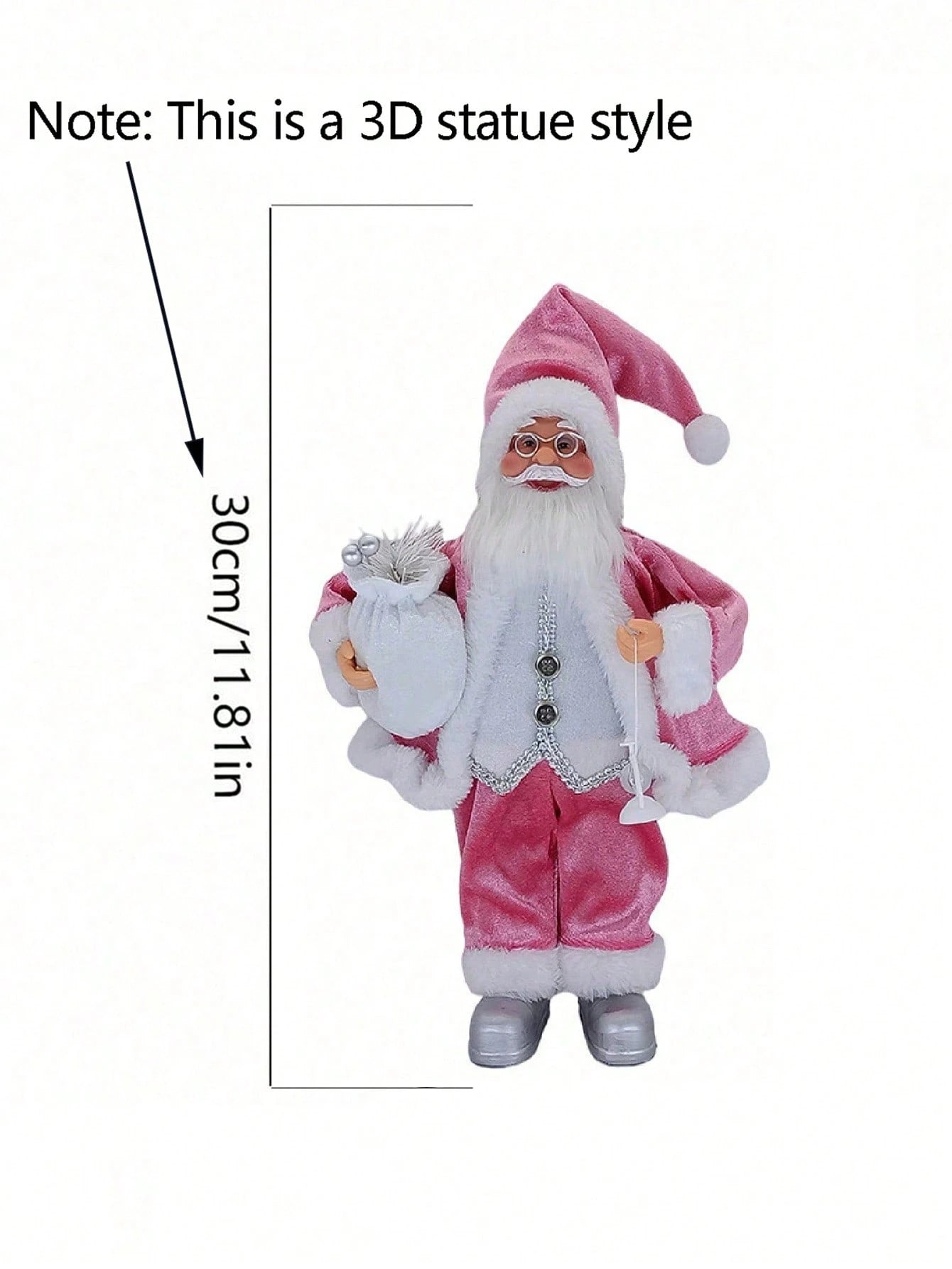 1pc Standing Santa Claus Statue – Handmade Christmas Figurine with Gift Bag, Elegant Holiday Ornament for Home, Office, and Party Decorations. Perfect Christmas Gift, Festive Centerpiece, and Merry Christmas Decorative Figurine