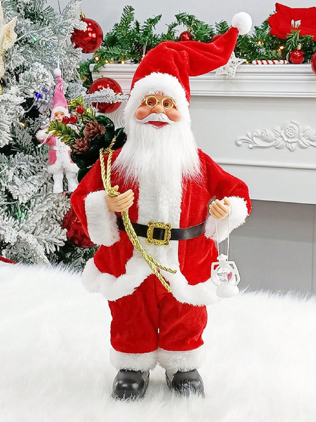 1pc Standing Santa Claus Statue – Handmade Christmas Figurine with Gift Bag, Elegant Holiday Ornament for Home, Office, and Party Decorations. Perfect Christmas Gift, Festive Centerpiece, and Merry Christmas Decorative Figurine