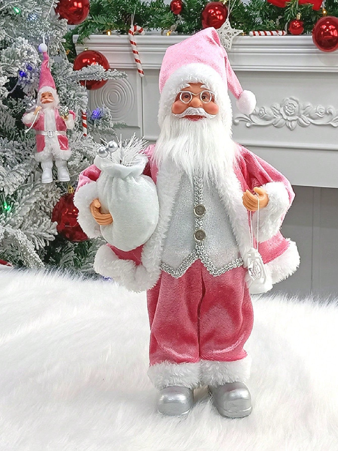 1pc Standing Santa Claus Statue – Handmade Christmas Figurine with Gift Bag, Elegant Holiday Ornament for Home, Office, and Party Decorations. Perfect Christmas Gift, Festive Centerpiece, and Merry Christmas Decorative Figurine