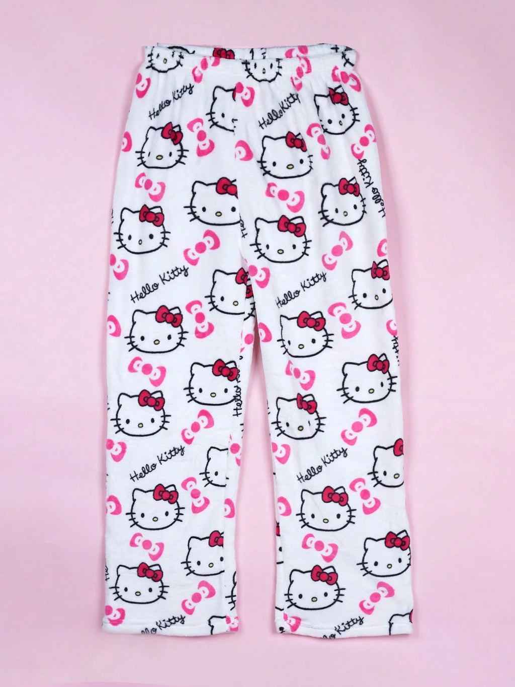 Sanrio Flannel Fluffy Pants – featuring the lovely Hello Kitty in a soft white design! Ultra-cozy, warm, and stylish for autumn and winter. Perfect for women who love comfort and cute fashion, ideal for lounging at home or casual outings.