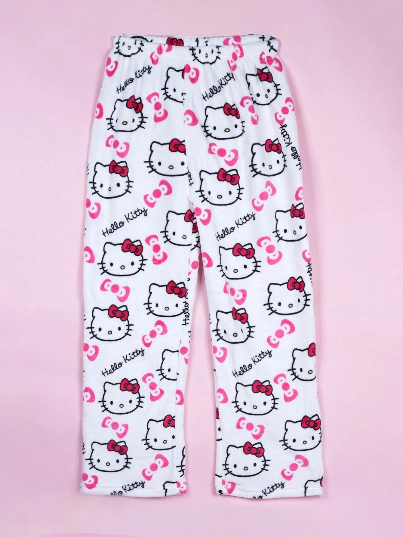 Sanrio Flannel Fluffy Pants – featuring the lovely Hello Kitty in a soft white design! Ultra-cozy, warm, and stylish for autumn and winter. Perfect for women who love comfort and cute fashion, ideal for lounging at home or casual outings.