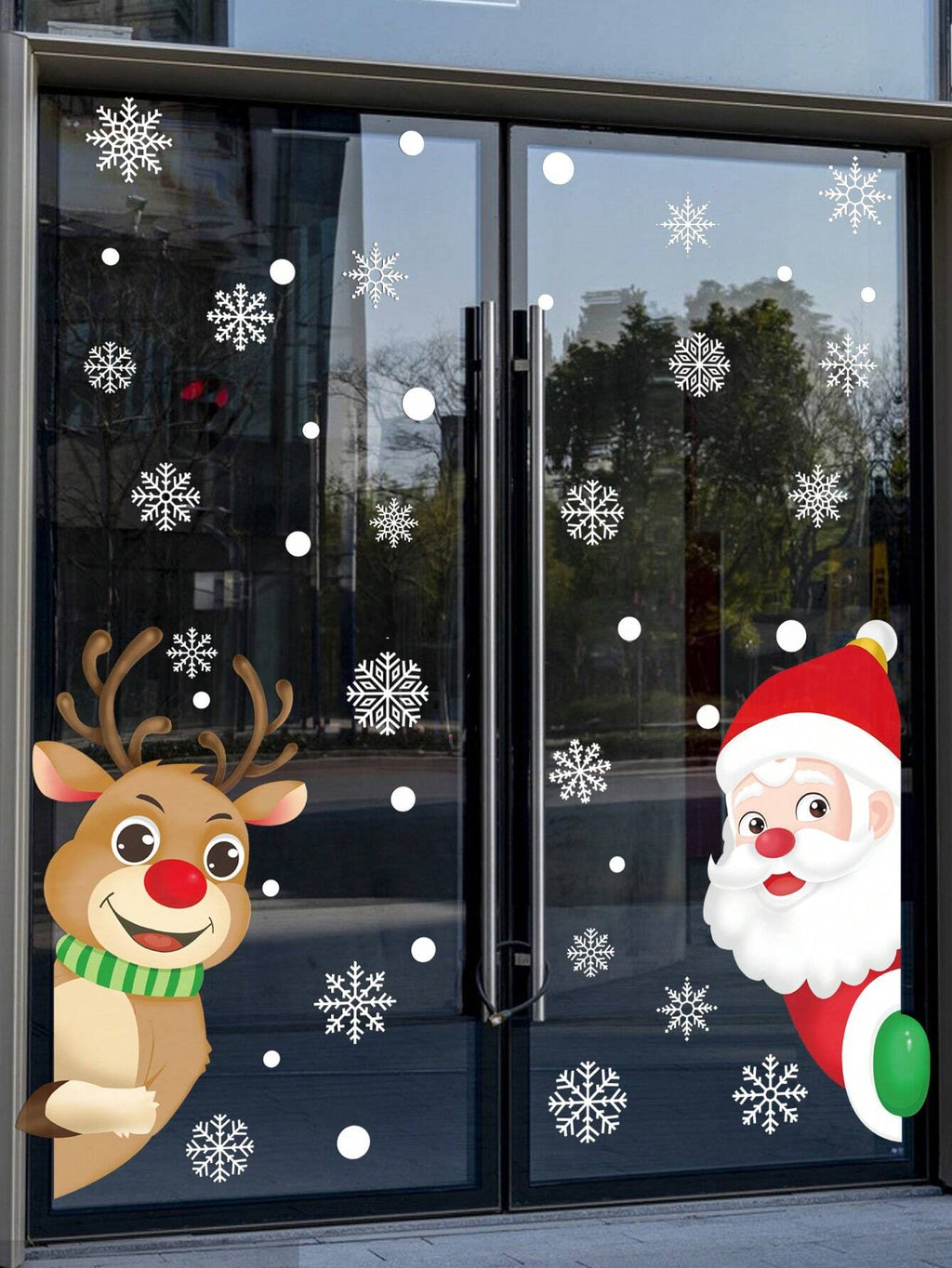Christmas Window Stickers – Festive Snowflake, Santa & Reindeer Vinyl Decals for Home Decoration. Removable and Reusable Winter Window Clings, Perfect for Christmas Parties, Living Rooms, Shops, and Holiday Displays. Easy to Apply and Mess-Free.