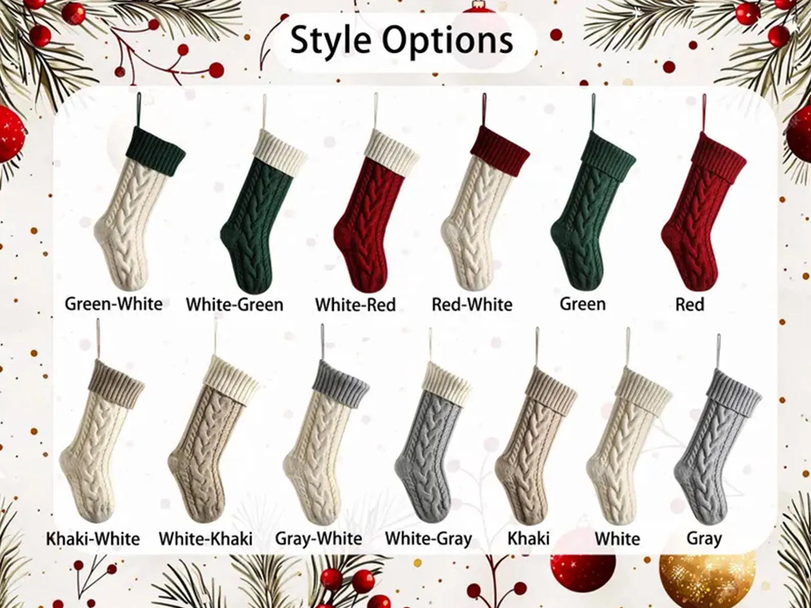 Embroidered Christmas Stocking Personalized Knitted Family Stockings Xmas Stocking with Name Monogram Holiday Stocking Family Christmas Gift